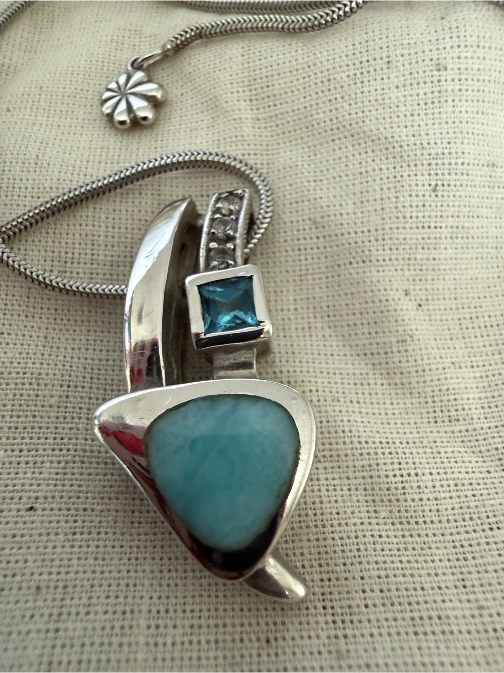 Authentic Larimar & topaz marahlago brand